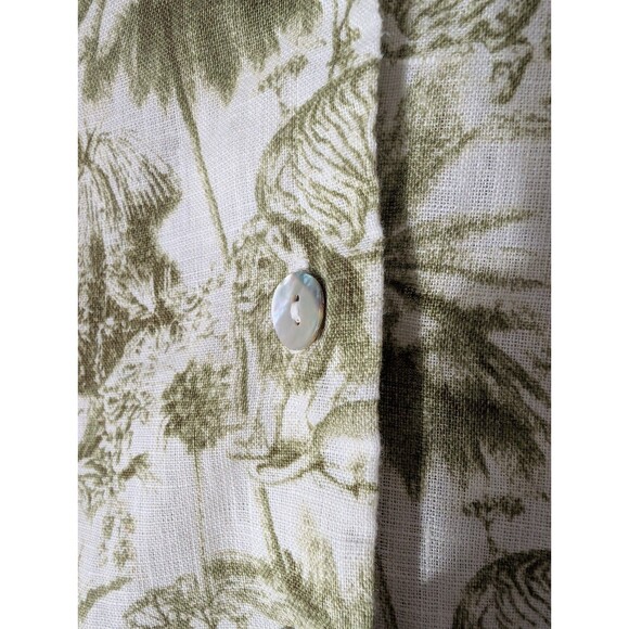 Rachel Zoe Linen 2-pc Top + Wide Leg Cropped Pants Green & Ivory Toile Sz Large - Picture 2 of 9